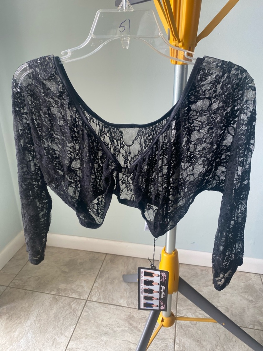 Sheer Black Lace Cropped Camisole Bolero